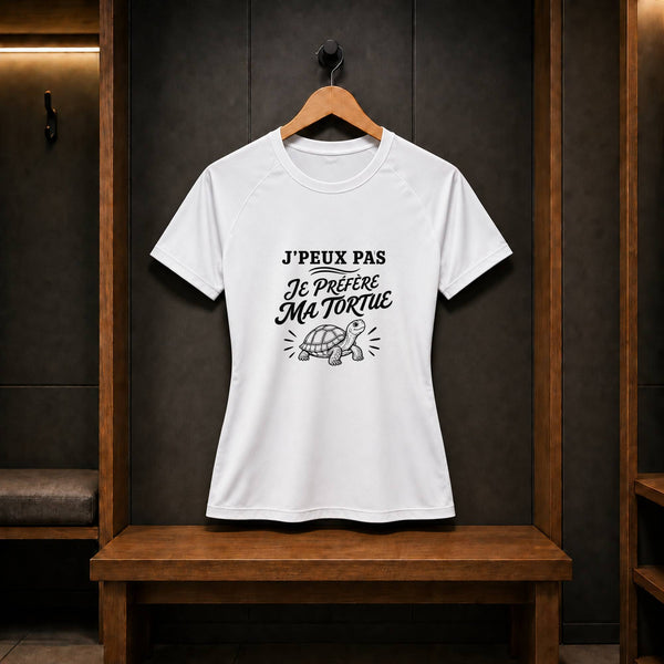 T-shirt de Sport Femme J’peux pas je préfère ma Tortue