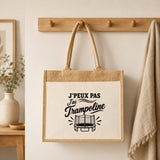 Sac Cabas Jute avec Poche J’peux pas j’ai Trampoline