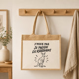 Sac Cabas Jute avec Poche J’peux pas je préfère les Kangourous