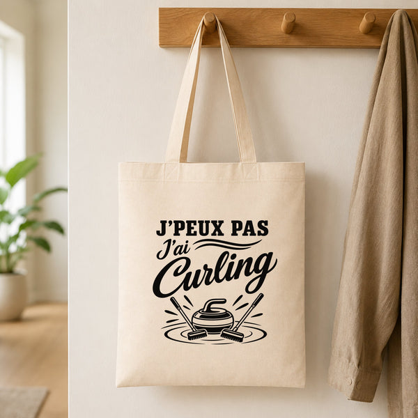 Tote Bag Beige J’peux pas j’ai Curling