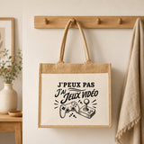 Sac Cabas Jute avec Poche J’peux pas j’ai Jeux vidéo