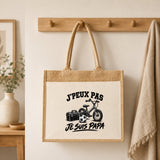 Sac Cabas Jute avec Poche J’peux pas je suis Papa