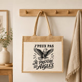Sac Cabas Jute avec Poche J’peux pas je préfère les Aigles