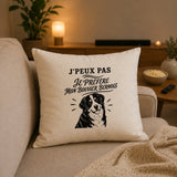 Housse de Coussin J’peux pas je préfère mon Bouvier Bernois