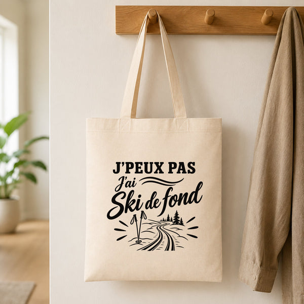 Tote Bag Beige J’peux pas j’ai Ski de fond