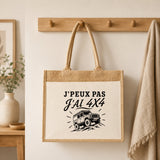 Sac Cabas Jute avec Poche J’peux pas j’ai 4x4