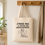 Tote Bag Beige J’peux pas je préfère mon Golden Retriever