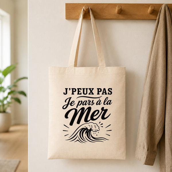Tote Bag Beige J’peux pas je pars à la Mer