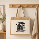 Sac Cabas Jute avec Poche J’peux pas je suis Steward