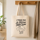 Tote Bag Beige J’peux pas je préfère mon Lama