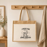 Sac Cabas Jute avec Poche J’peux pas je suis Garde forestier