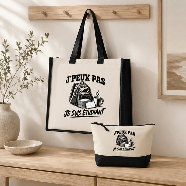 Ensemble Cabas et Trousse J’peux pas je suis Étudiant