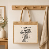 Sac Cabas Jute avec Poche J’peux pas je préfère mon Bengal