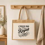 Sac Cabas Jute avec Poche J’peux pas j’ai Kayak