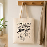 Tote Bag Beige J’peux pas je préfère mon Âne