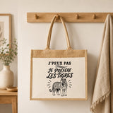 Sac Cabas Jute avec Poche J’peux pas je préfère les Tigres