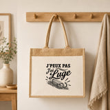 Sac Cabas Jute avec Poche J’peux pas j’ai Luge