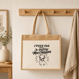 Sac Cabas Jute avec Poche J’peux pas je préfère mon Chihuahua