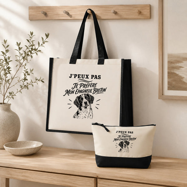 Ensemble Cabas et Trousse J’peux pas je préfère mon Épagneul Breton