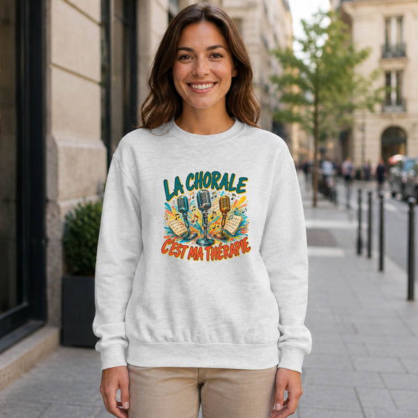 Sweat Gris Chiné La chorale c'est ma thérapie