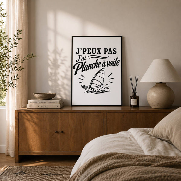 Poster J’peux pas j’ai planche à voile J'peux pas minimaliste