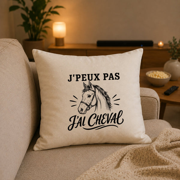Housse de Coussin J’peux pas j’ai Cheval