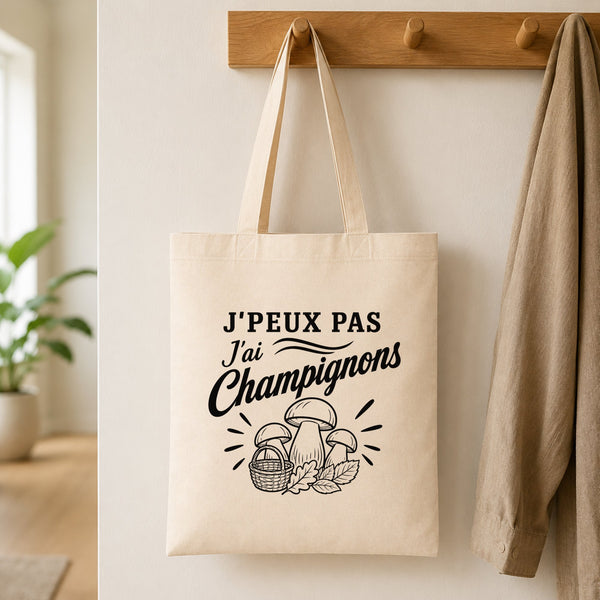 Tote Bag Beige J’peux pas j’ai Champignons