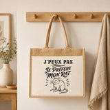 Sac Cabas Jute avec Poche J’peux pas je préfère mon Rat