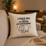 Housse de Coussin J’peux pas je préfère les Hippopotames