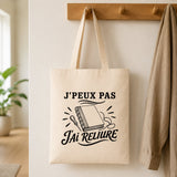 Tote Bag Beige J’peux pas j’ai Reliure