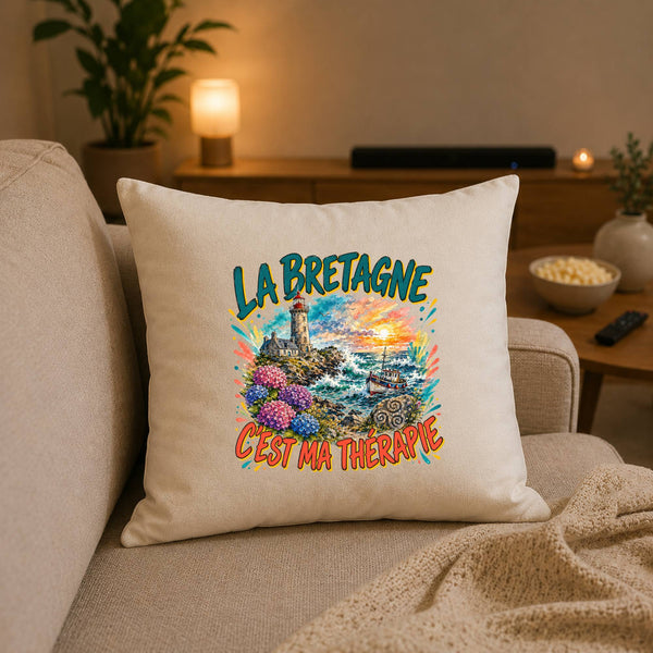 Housse de Coussin La bretagne c'est ma thérapie