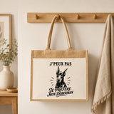 Sac Cabas Jute avec Poche J’peux pas je préfère mon Doberman