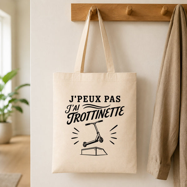 Tote Bag Beige J’peux pas j’ai Trottinette