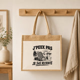 Sac Cabas Jute avec Poche J’peux pas je suis Retraité