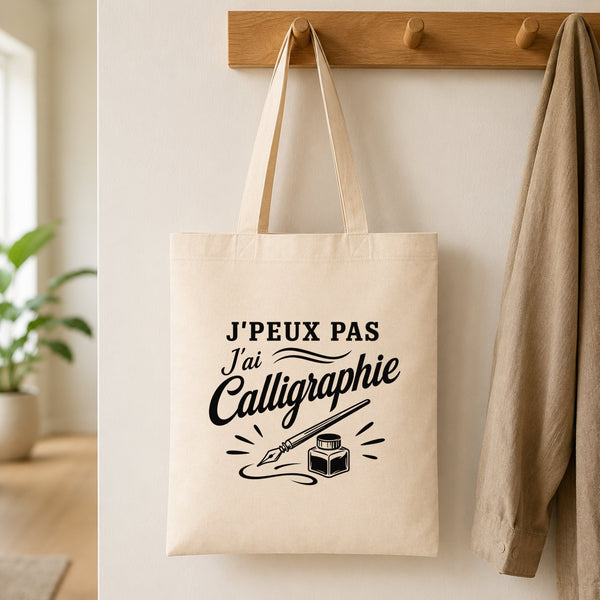 Tote Bag Beige J’peux pas j’ai Calligraphie