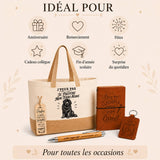 Coffret Cadeau J’peux pas je préfère mon Terre-Neuve – Sac jute, carnet, stylo, porte-clés et marque-page