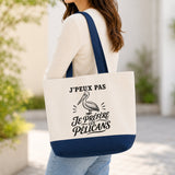 Grand Sac Cabas Fond Bleu J’peux pas je préfère les Pélicans