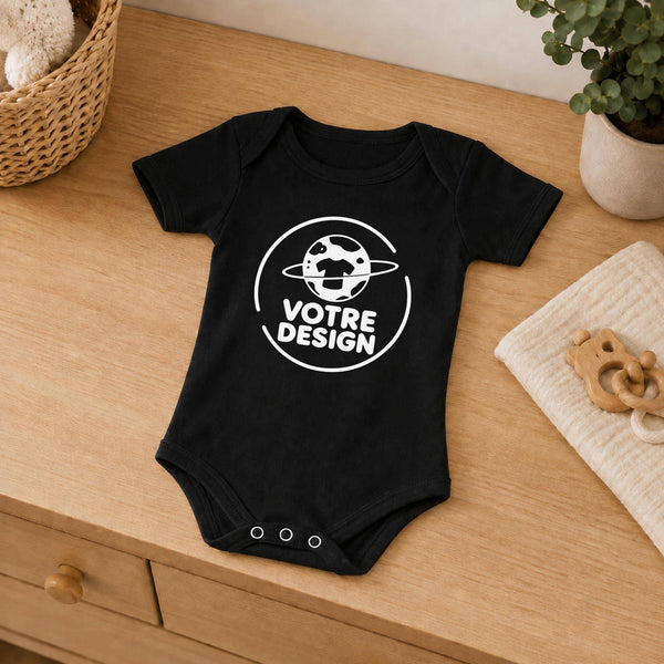 Body bébé manches courtes noir - Votre design - Planetee