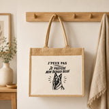Sac Cabas Jute avec Poche J’peux pas je préfère mon Berger Belge