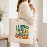 Grand Sac Cabas Beige La chorale c'est ma thérapie