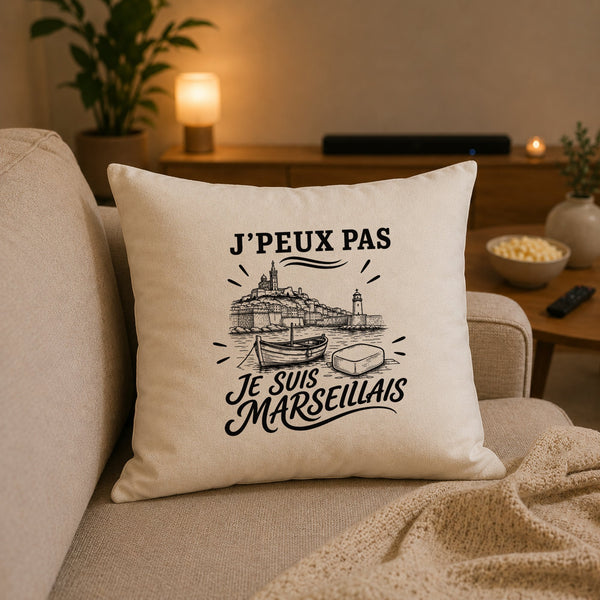 Housse de Coussin J’peux pas je suis Marseillais