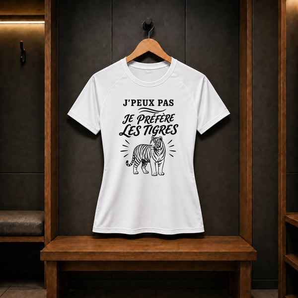 T-shirt de Sport Femme J’peux pas je préfère les Tigres