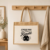 Sac Cabas Jute avec Poche J’peux pas j’ai Karaté
