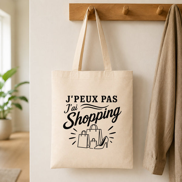 Tote Bag Beige J’peux pas j’ai Shopping