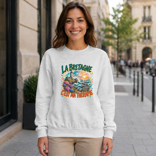 Sweat Gris Chiné La bretagne c'est ma thérapie
