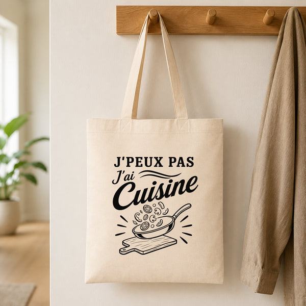 Tote Bag Beige J’peux pas j’ai Cuisine