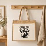 Sac Cabas Jute avec Poche J’peux pas j’ai Voile