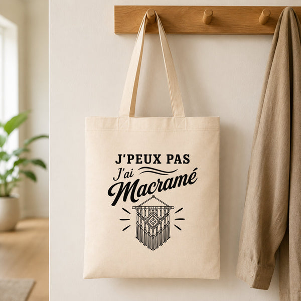 Tote Bag Beige J’peux pas j’ai Macramé