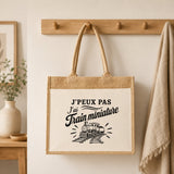 Sac Cabas Jute avec Poche J’peux pas j’ai Train miniature – modélisme ferroviaire (train)