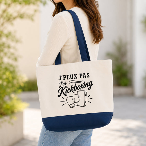 Grand Sac Cabas Fond Bleu J’peux pas j’ai Kickboxing